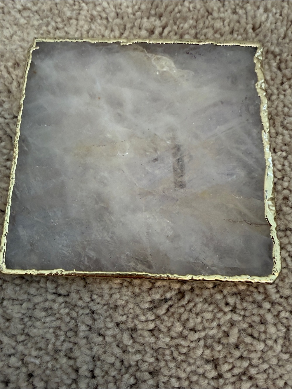 Anthropologie Gold-Trimmed Gray Agate Coaster